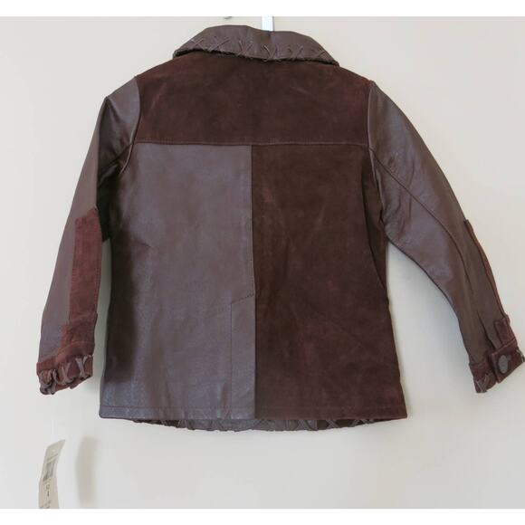 VINTAGE GUESS *NWT* Leather Jacket Size 4 Girl Cowgirls Western Button Brown Y2K - Picture 2 of 7